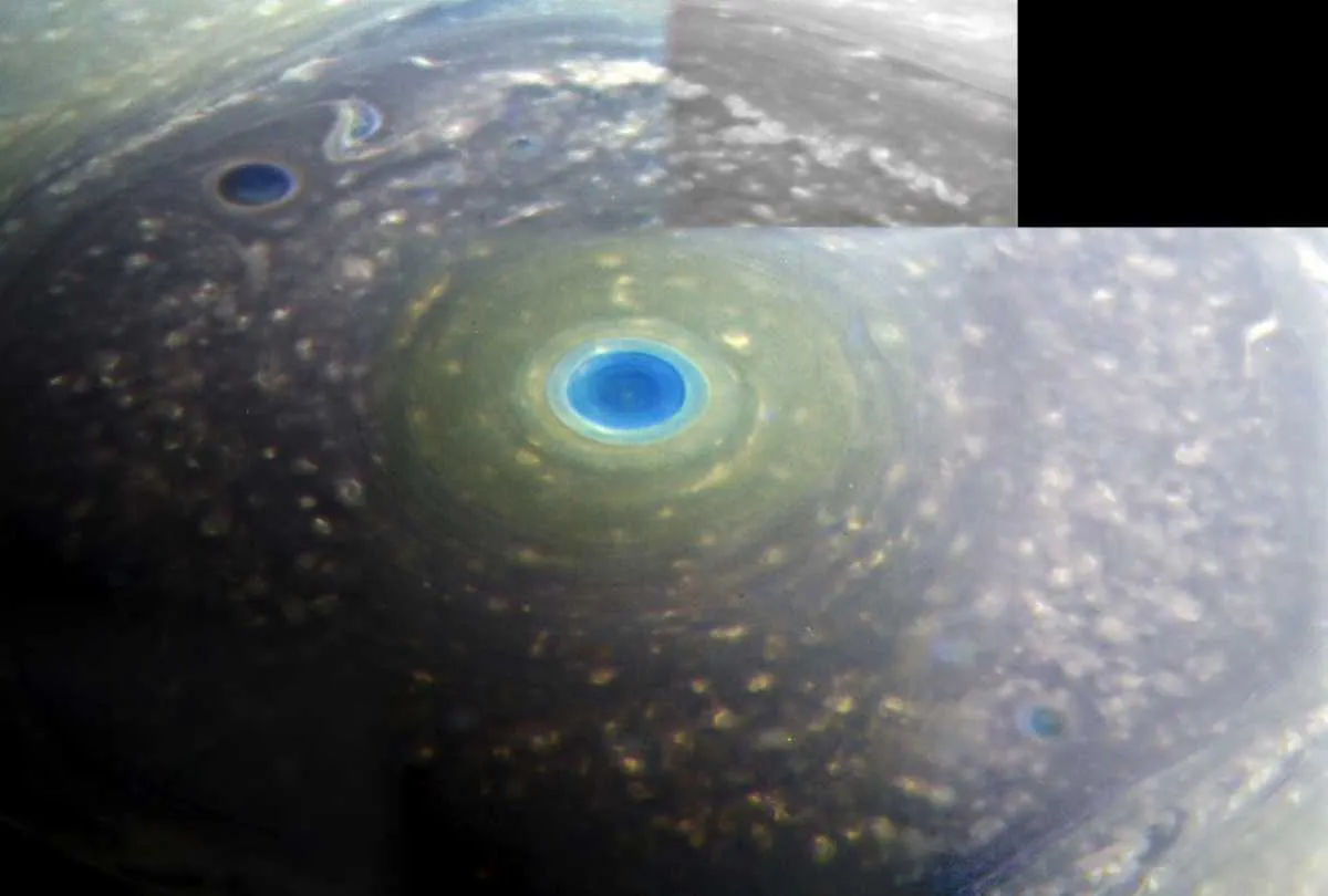 North pole of Saturn in approximate true colour © NASA North pole of Saturn in approximate true colour © NASA