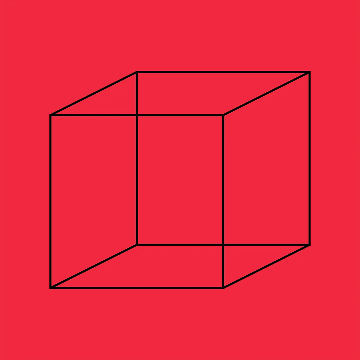 black lines in the shape of a 3D cube.