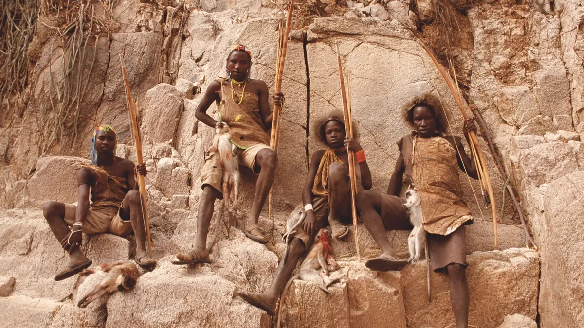 Hadza hunt for food using traditional bows and arrows. Here, they’ve killed several vervet monkeys © Getty Hadza hunt for food using traditional bows and arrows. Here, they’ve killed several vervet monkeys © Getty
