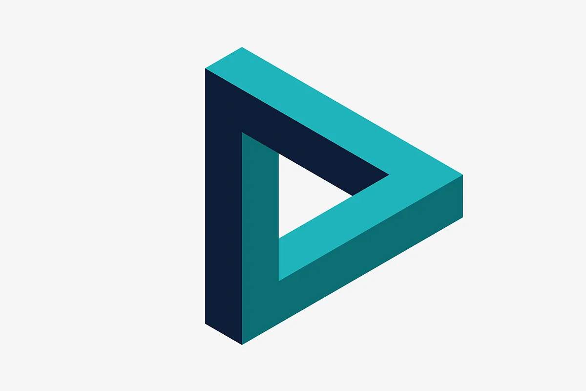 A green triangle whose shape is impossible.