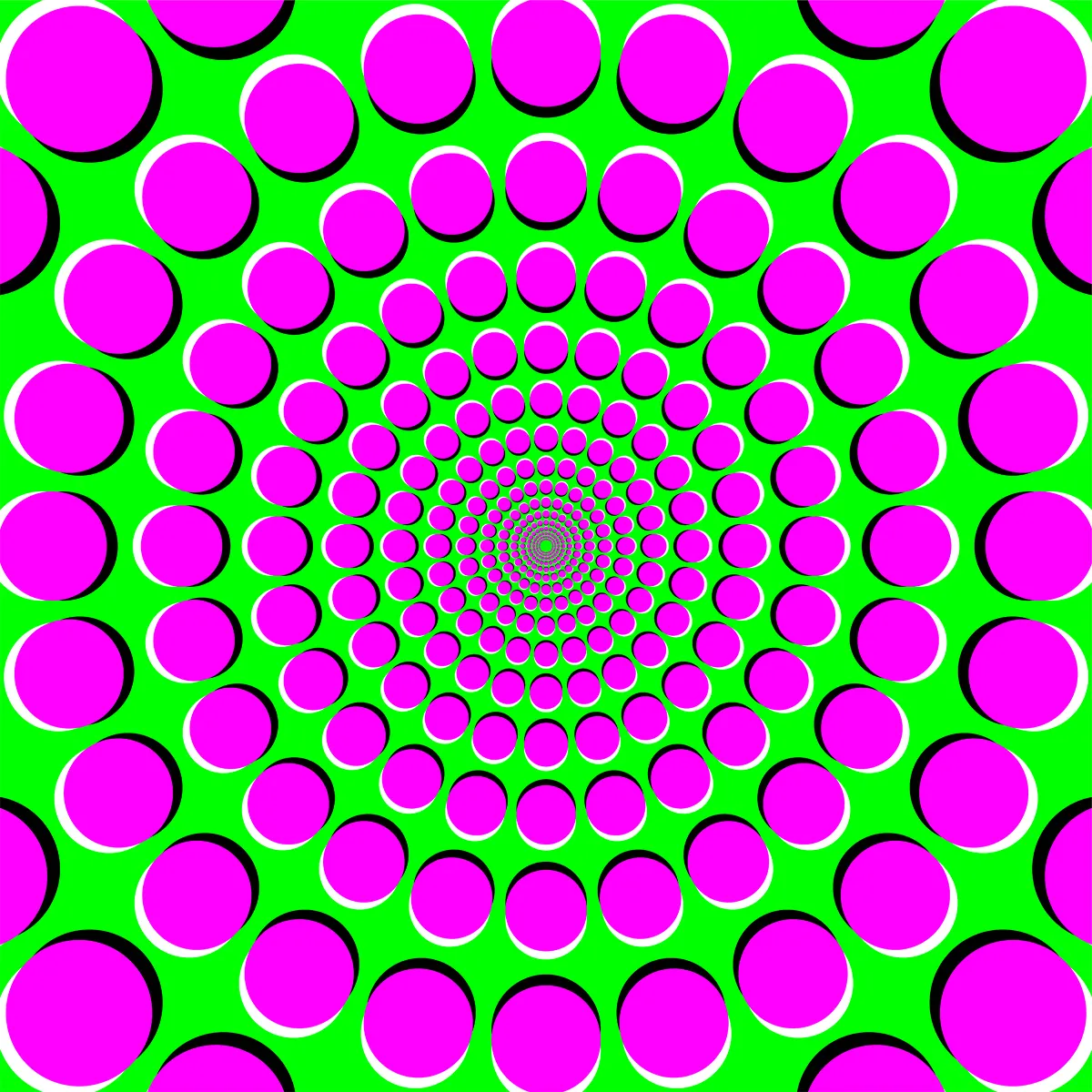 Colourful optical illusion circles.