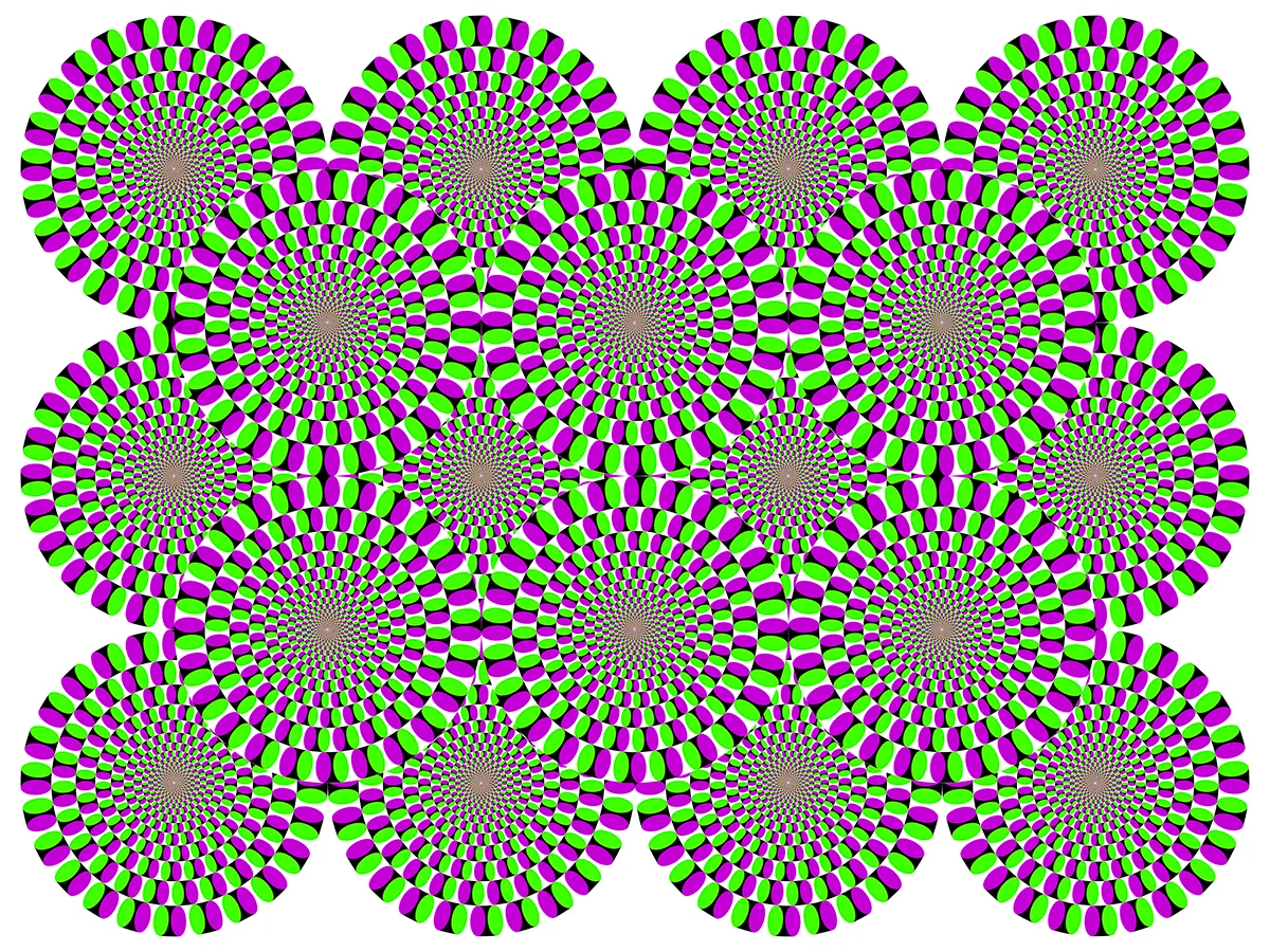 Coloured overlapping circles appear to rotate.