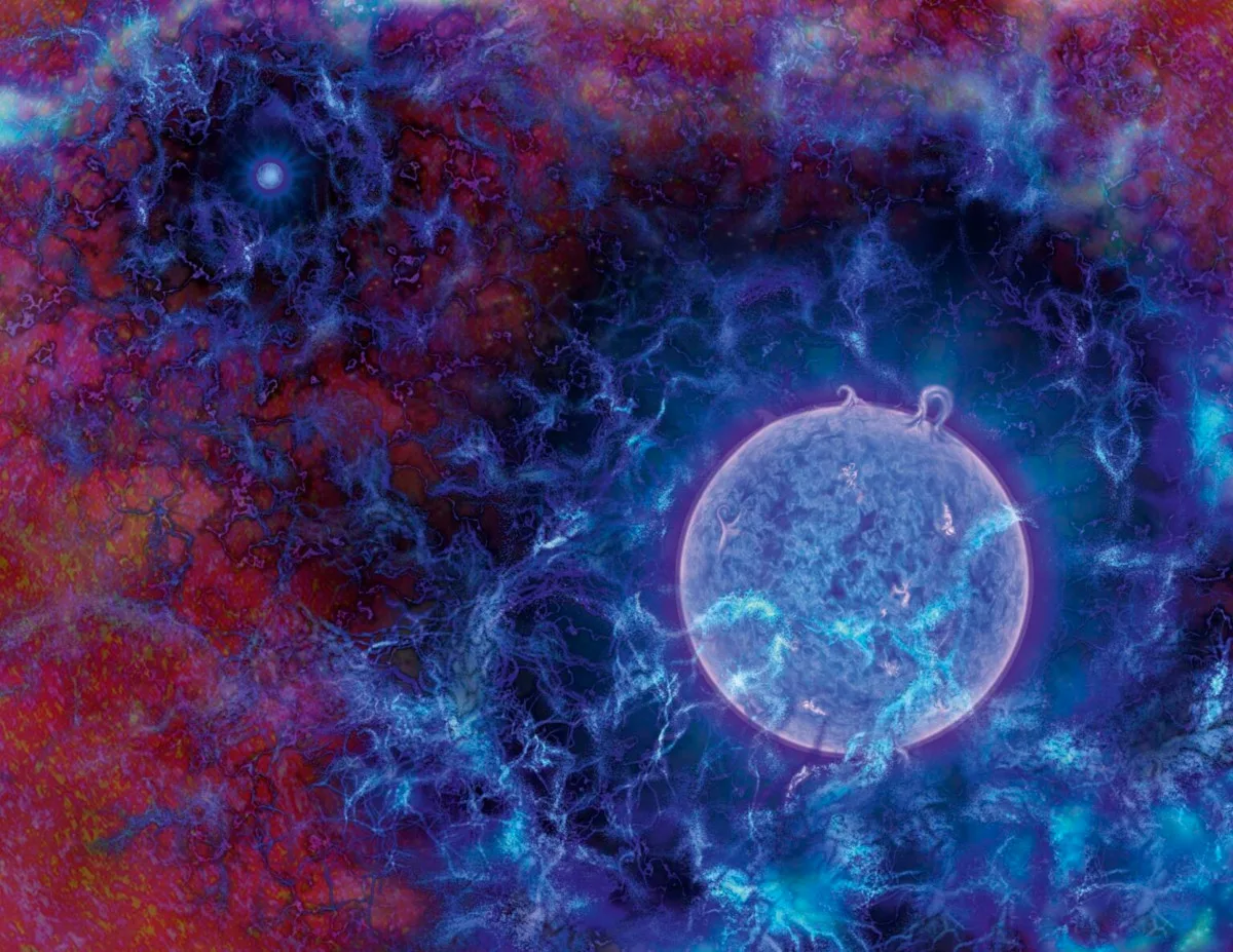 An illustration of how the first stars to form in the Universe might have looked